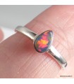 Bague opale australienne bleu foncé pierre naturelle véritable