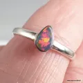 Bague Opale australienne authentique bleu foncé taille 54 - Bijoux en Opale Australienne