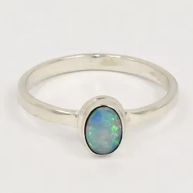 Bague ovale Opale australienne authentique taille 54 - Bijoux en Opale Australienne