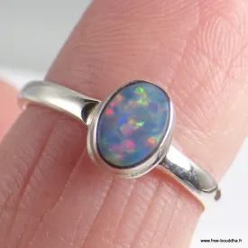 Bague ovale Opale australienne authentique taille 54 - Bijoux en Opale Australienne