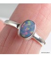 Bague opale australienne ovale pierre naturelle véritable
