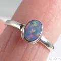 Bague ovale Opale australienne authentique taille 54 - Bijoux en Opale Australienne