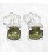 Clous d'oreilles carrés en Moldavite facettée