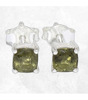 Boucles Moldavite facettée, véritable, certifié, argent 925