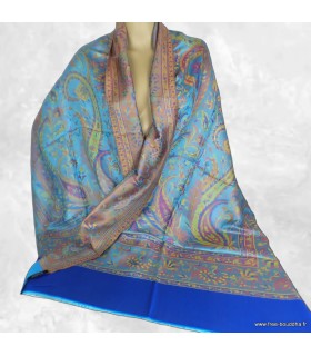 Châle en bambou turquoise, doux et écologique.