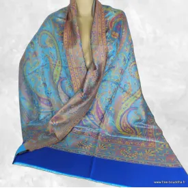 Châle en soie de bambou turquoise mauve - Châle en Bambou écologique