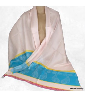 Châle en soie de bambou rose tendre turquoise