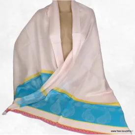 Châle en soie de bambou rose tendre turquoise - Châle en Bambou écologique