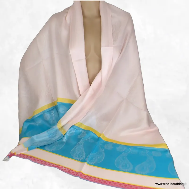Châle en soie de bambou rose tendre turquoise - Châle en Bambou écologique