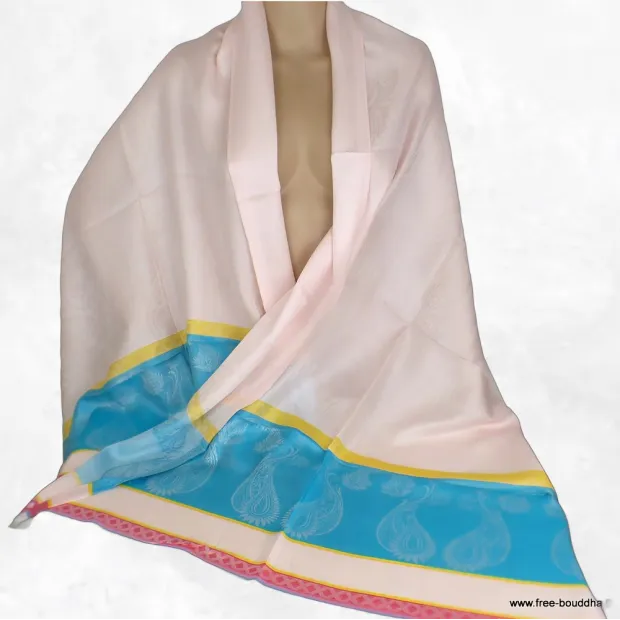 Châle en soie de bambou rose tendre turquoise - Châle en Bambou écologique