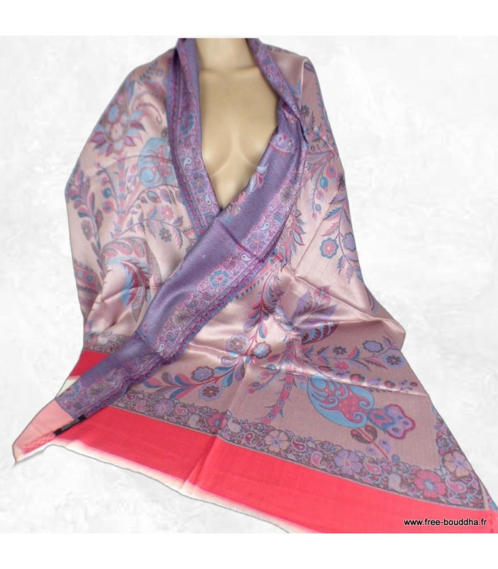 Châle écologique vieux rose framboise – bambou 190 x 70 cm