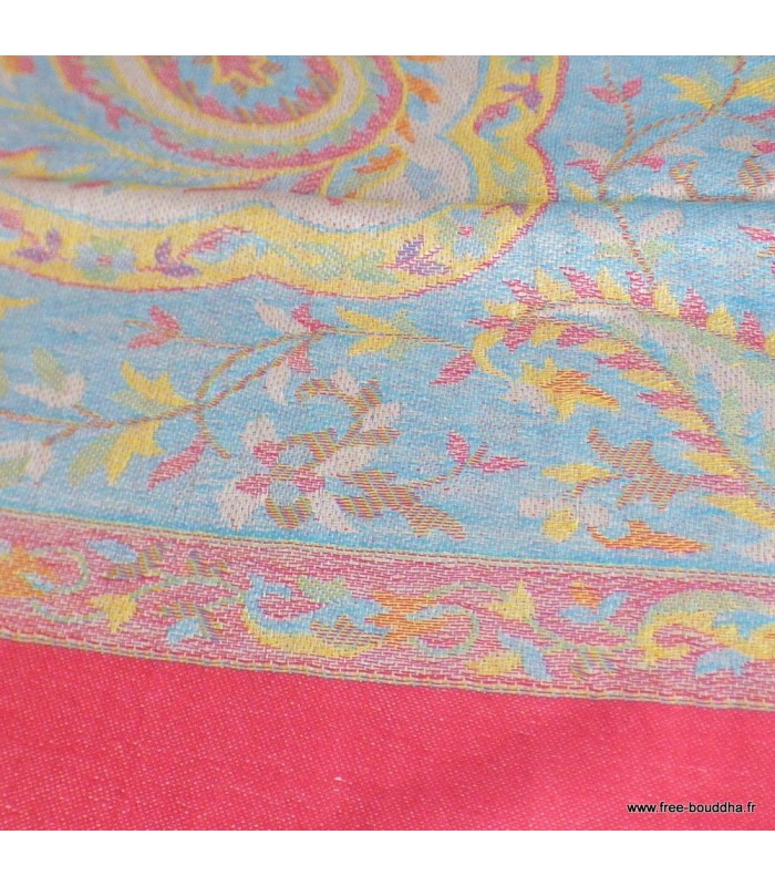 Châle écologique bambou framboise multicolore – 190 x 70 cm