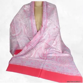 Châle artisanal écologique en soie de bambou rose bleuté - Châle en Bambou écologique