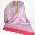 Châle artisanal écologique en soie de bambou rose bleuté - Châle en Bambou écologique