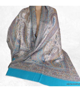 Châle en fibres végétales de bambou bleu argent
