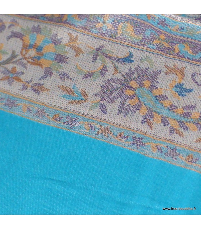 Châle bambou bleu argent écologique – 190 x 70 cm