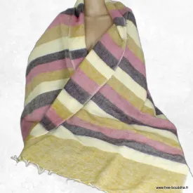 Châle artisanal laine de yack 180 x 82 cm moutarde rose - Châles laine de yak