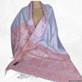 Châle en soie de mûrier rose et gris bleuté - Etoles en soie naturelle