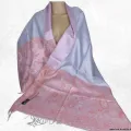 Châle en soie de mûrier rose et gris bleuté - Etoles en soie naturelle