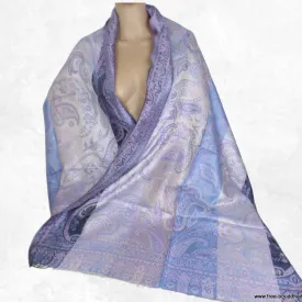 Châle en soie de mûrier pour femme bleu argenté - Etoles en soie naturelle