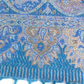 Châle en soie naturelle pour femme bleu et rose - Etoles en soie naturelle