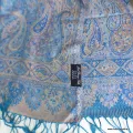 Châle en soie naturelle pour femme bleu et rose - Etoles en soie naturelle