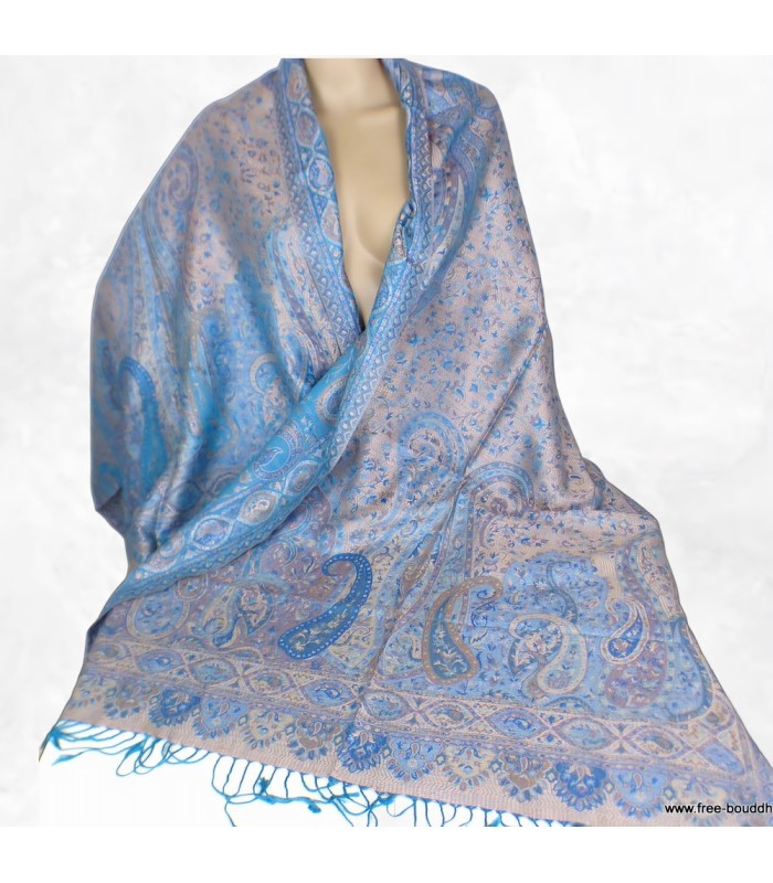 Châle en soie de mûrier – Reflets moirés et motifs cachemire