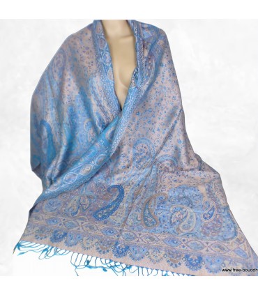 Châle en soie de mûrier – Reflets moirés et motifs cachemire