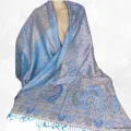 Châle en soie rose et bleu pour femme - Etoles en soie naturelle