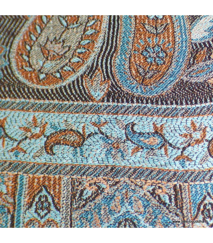 Châle femme en soie naturelle brun cuivré – Motifs cachemire