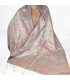 Châle femme en soie naturelle argent rose – Motifs cachemire