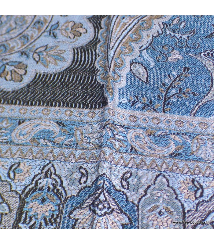 Châle en soie fait main noir bleuté - Boutique artisanale