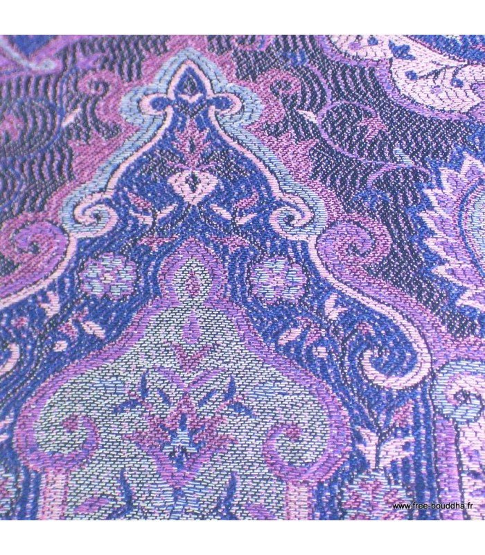 Châle en soie fait main noir mauve - Boutique artisanale