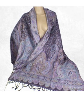 Châle en soie cruelty free mauve marron