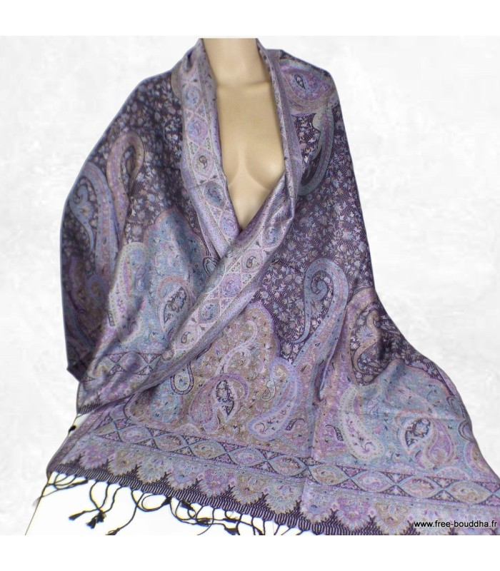 Châle en soie cruelty free mauve marron
