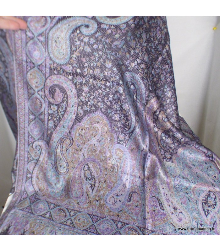 Châle en soie cruelty free mauve marron