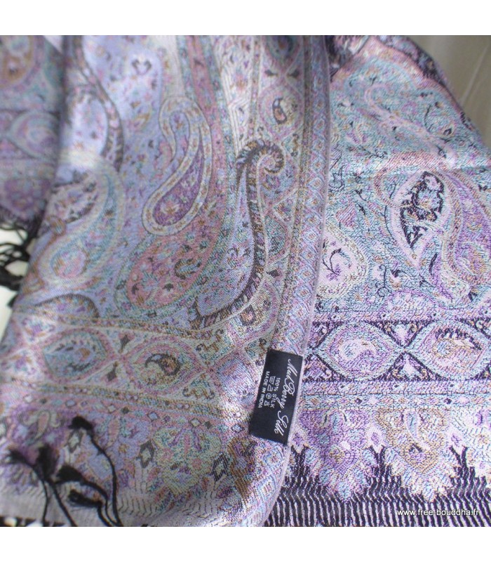 Châle en soie cruelty free mauve marron