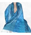 Châle soie bleu pour cérémonie - Livraison rapide
