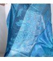 Châle soie bleu pour cérémonie - Livraison rapide