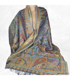 Pashmina femme en soie multicolore – Reflets moirés et motifs cachemire