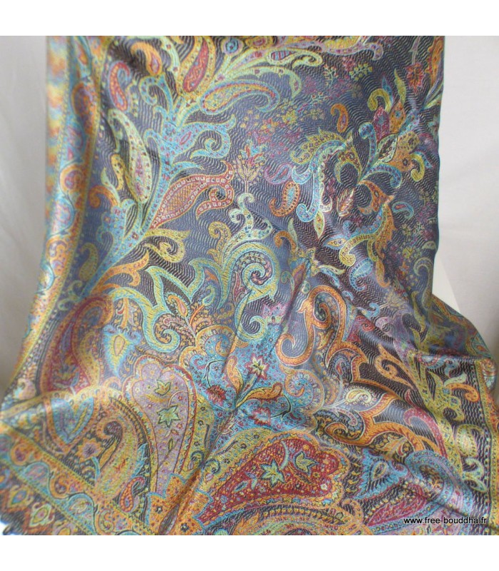 Pashmina femme en soie multicolore – Reflets moirés et motifs cachemire