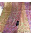 Pashmina femme en soie tricolore – Mauve, turquoise et or