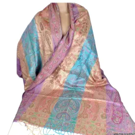 Pashmina en soie tricolore pour femme - Etoles en soie naturelle