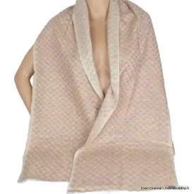 Echarpe laine cachemire beige damier - Echarpes Laine Homme Femme