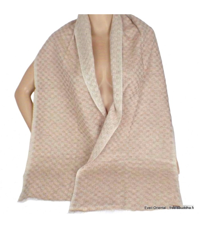 Écharpe en laine et cachemire, motif damier, fabriquée au Népal.