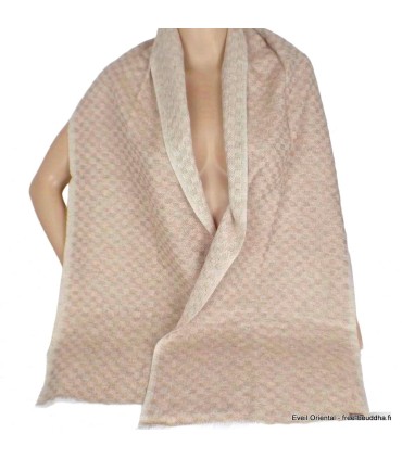Écharpe en laine et cachemire, motif damier, fabriquée au Népal.