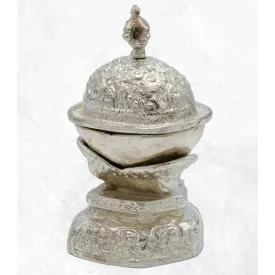 Kapala tibétain plaqué argent 14 cm - Kapala bouddhiste
