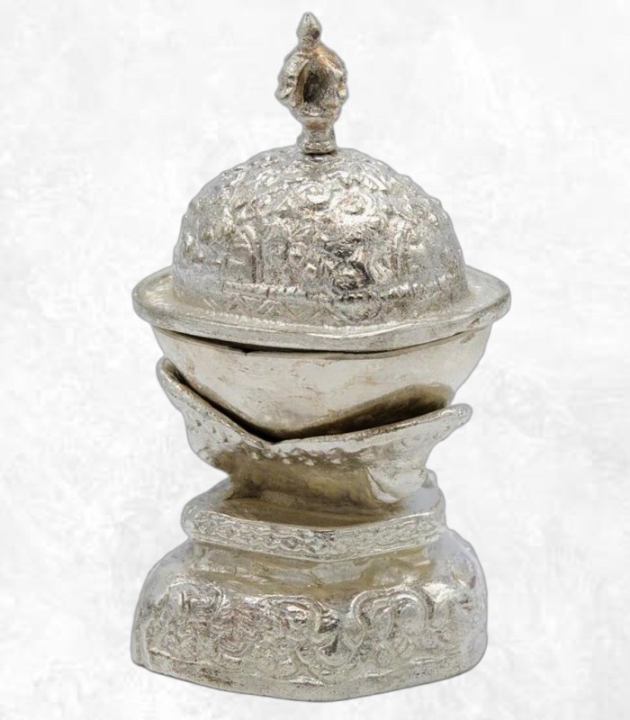 Kapala tibétain bouddhiste plaqué argent 14 cm – Artisanat Népal