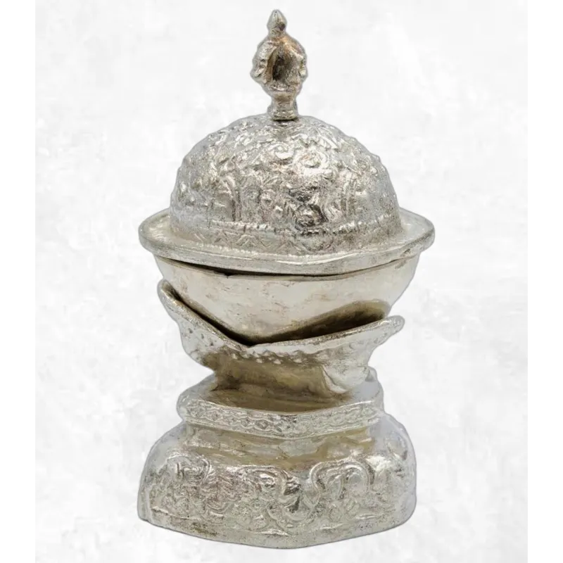 Kapala tibétain plaqué argent 14 cm - Kapala bouddhiste