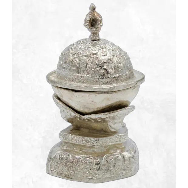 Kapala tibétain plaqué argent 14 cm - Kapala bouddhiste